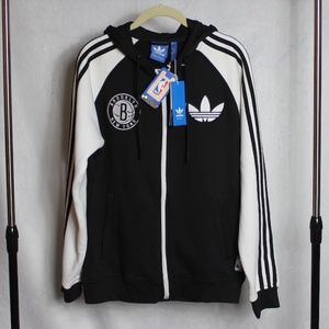 adidas Soft Fleece Brooklyn Nets Zip Up Hoodie